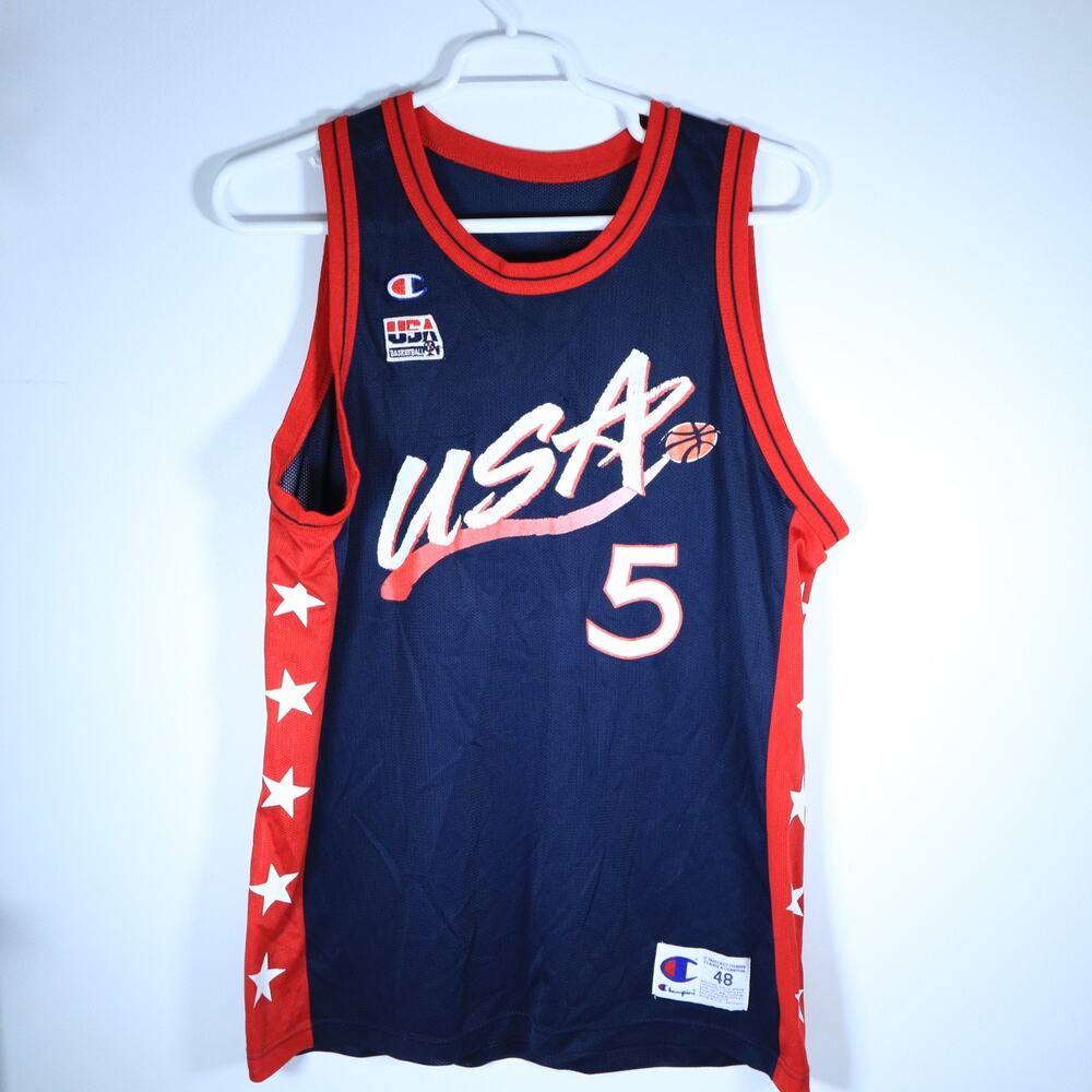 Vintage Champion ‘96 Blue Team USA Grant Hill Jersey Men’s 48 Olympics